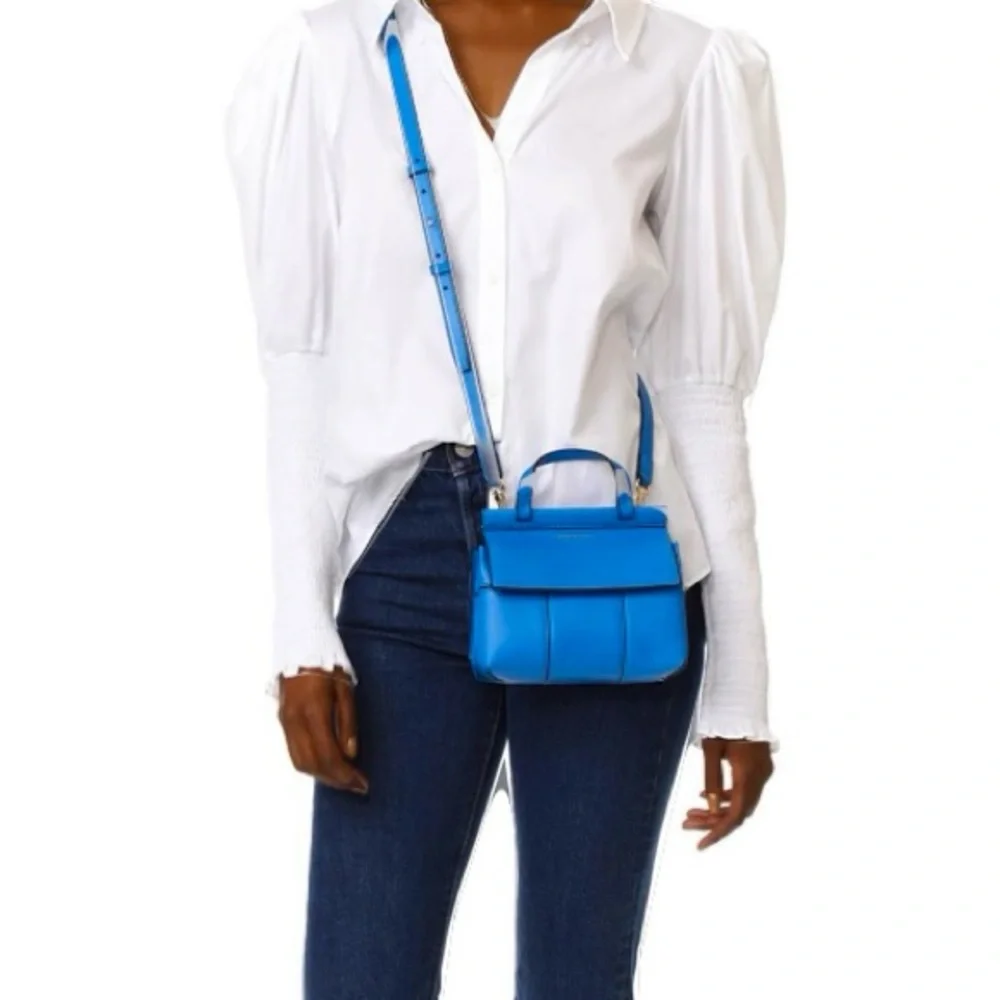 Tory Burch Mini Block T Leather Magnetic Flap Closure Satchel Crossbody Bag - Picture 2 of 9